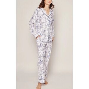Petite Plume Women XS Twill Pajama 2 Pc Set Navy Timeless Toile Botanical